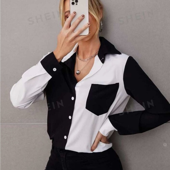 Colorblock Patch Pocket Shirt. Size L - Picture 3 of 7